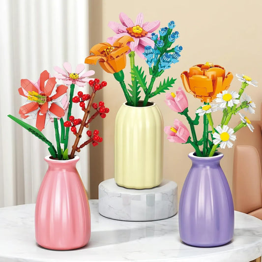 🎁24 Days STEM Flower Bouquet Building Blocks Christmas Countdown Calendar Gifts Box